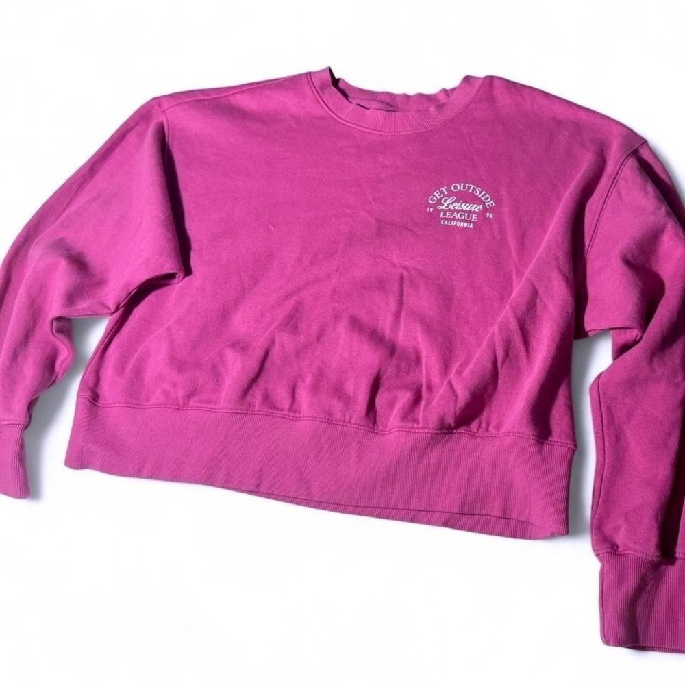 Old Navy SoComfy Magenta Pink Graphic Sweatshirt‎ Get Outside Leisure League L